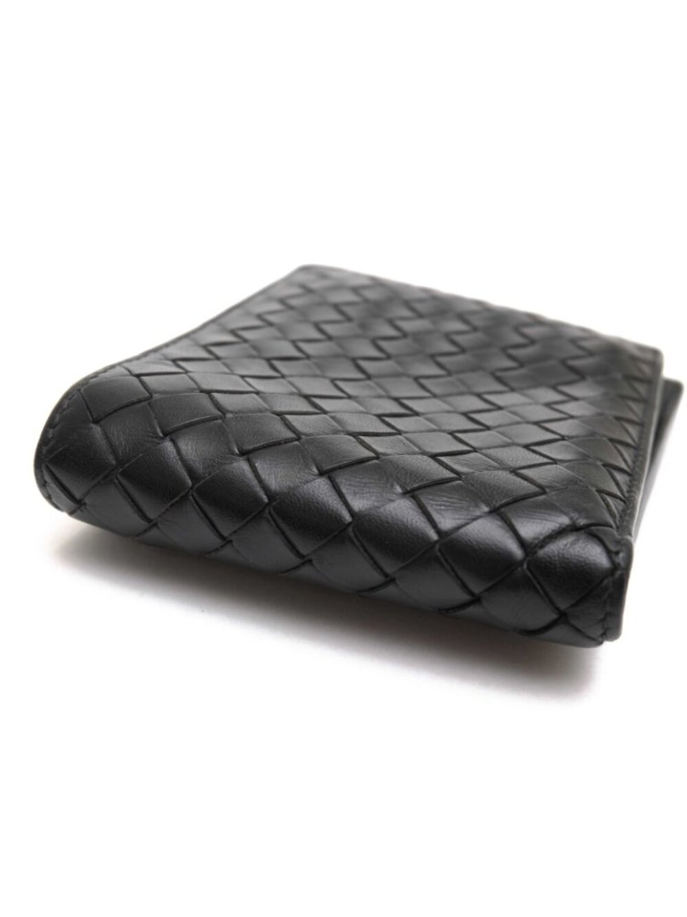 Bottega Veneta Wallet Leather Black Bifold with Coin Purse Mesh Intrecciato - Picture 5 of 9